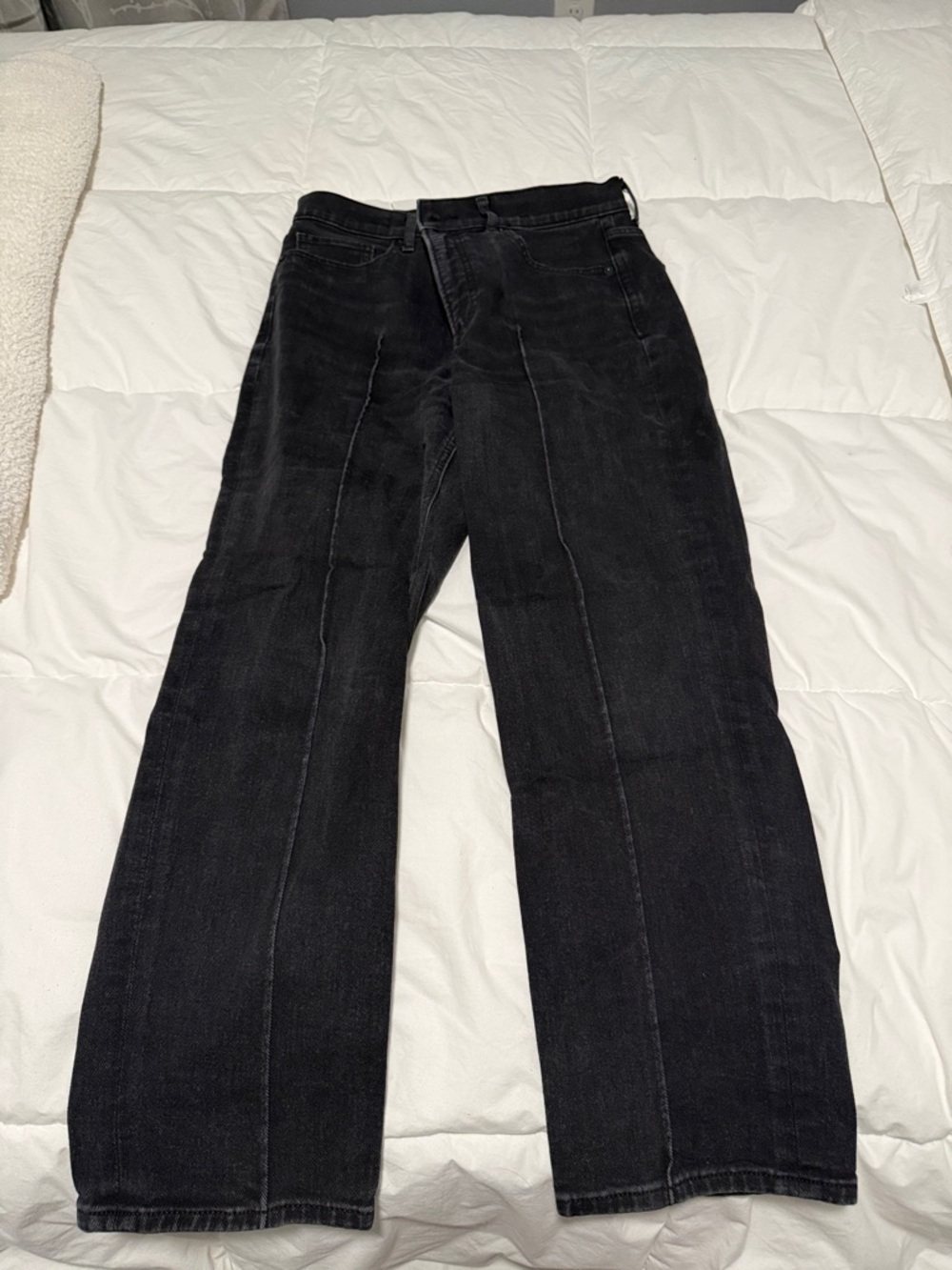 Express Black Straight Jeans with Center Seam Detail